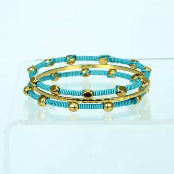 Teal & Brass Bangle Set