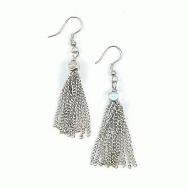 Silver Chain Tassel Earrings