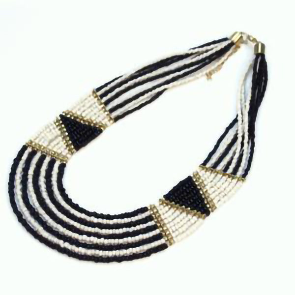 Black & White 9-Strand Bib Necklace