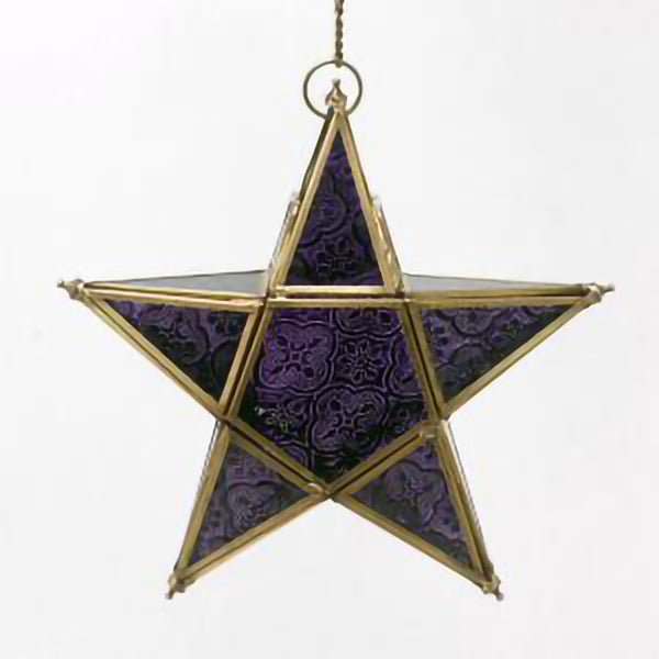 Purple Glass Star Candleholder