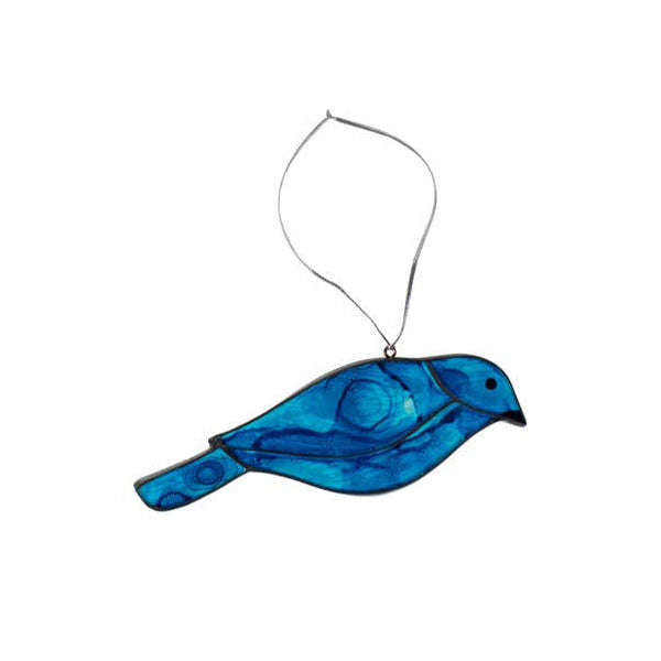 Blue Bird Glass Ornament