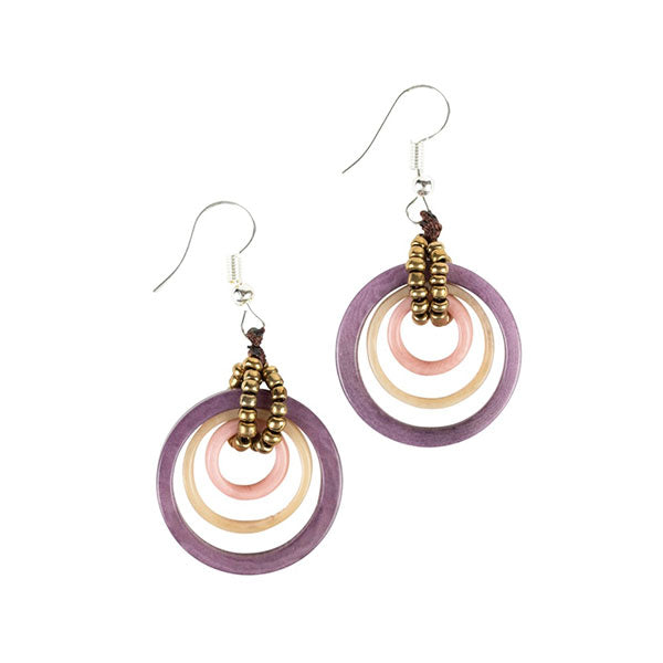 Mauve Tagua Circle Earrings