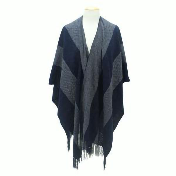 Blue Stripes Chenille Wrap Shawl