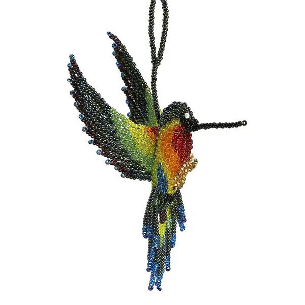 Beaded Rainbow Hummingbird Ornament