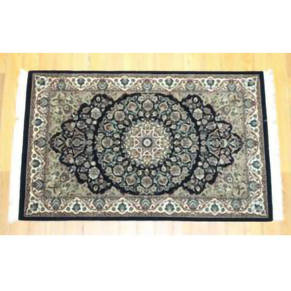 Black Kashan Persian Hand-knotted Rug