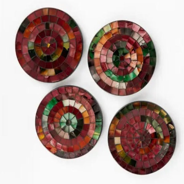 Orange Red Tones Mosaic Coaster Ten Thousand Villages Cobourg